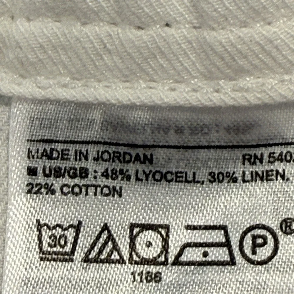 Banana Republic Linen Blend Pants Womens White Straight Leg Elastic Waist L TALL